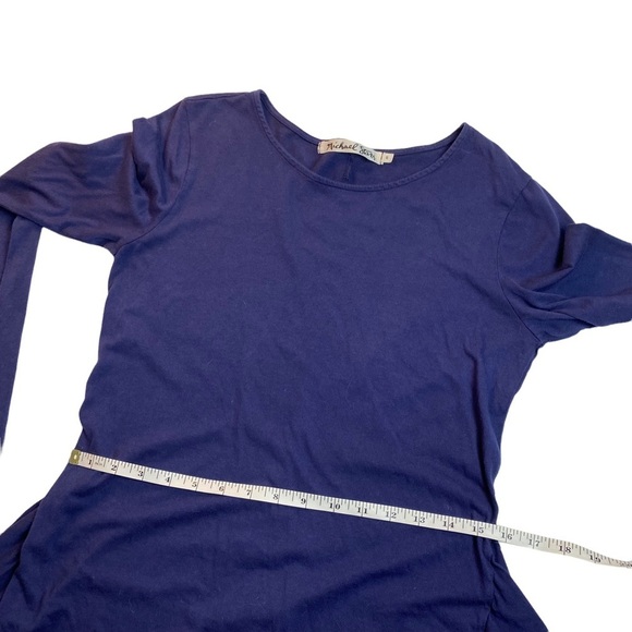 Michael Stars Navy Faux Wrap Tie Waist long sleeve Tee Dress - Picture 6 of 9